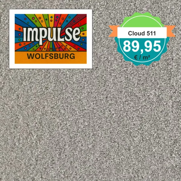 Draufsicht Girloon Cloud 511 Teppichboden mit Preislabel 89,95 €/m²